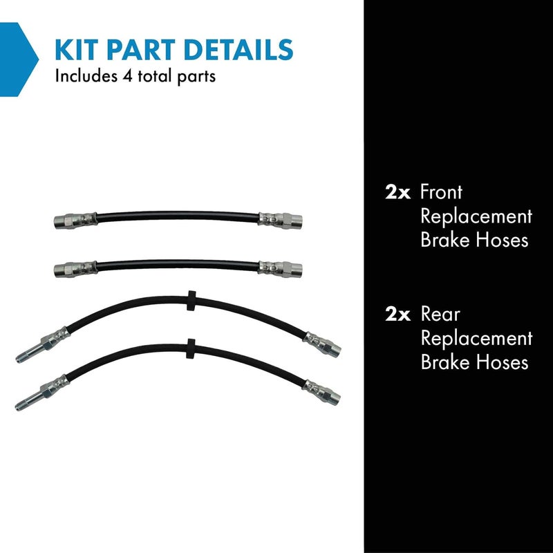 TRQ Front and Rear Brake Hose Set Compatible with 1999-2005 Volvo S80 - Image 2